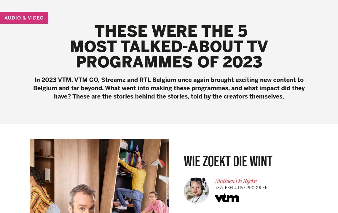 Tv Programmes Examples The most talked-about television programmes - DPG Media Annual Report 2023